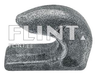 The product is a gray metal clamp with a flat base and a rounded, curved top resembling an animal's head.