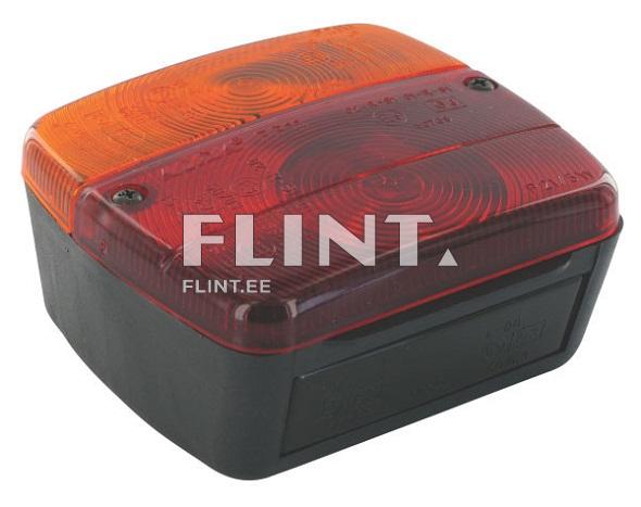 A rectangular light with a wavy surface, featuring an orange top section and a red bottom section. The light has a black base and is secured with visible screws.