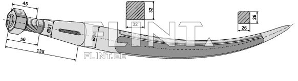 Piik kõver 810mm, M20x1,5