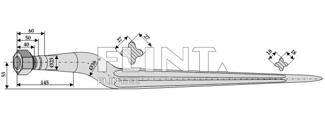 The image depicts a balloon component measuring 145 mm in length and 53 mm in width. Key dimensions are indicated, including 60 mm, 50 mm, and 40 mm. The component features a rounded shape suitable for various applications.