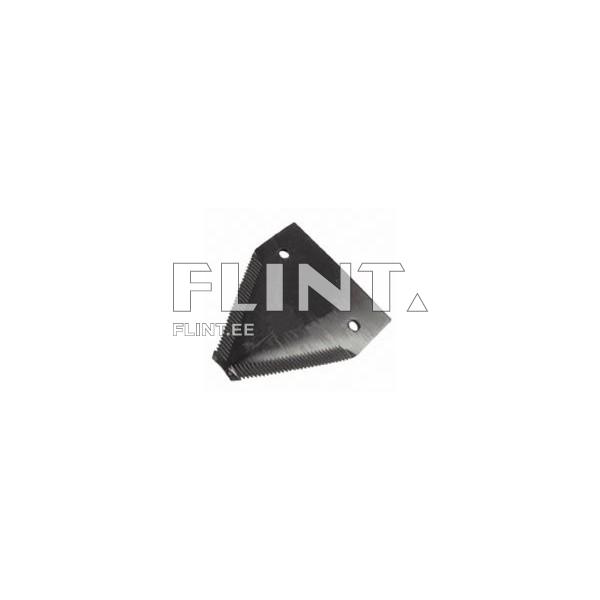 Black base with sharp edges and two holes intended for fastening.