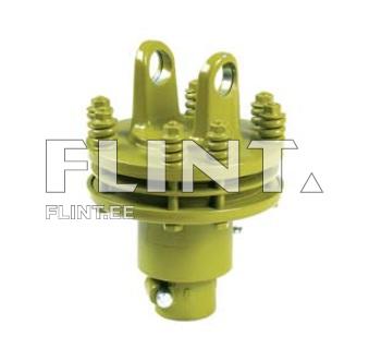 A green plastic component featuring a prominent tubular center and multiple screw holes on top for secure attachment.