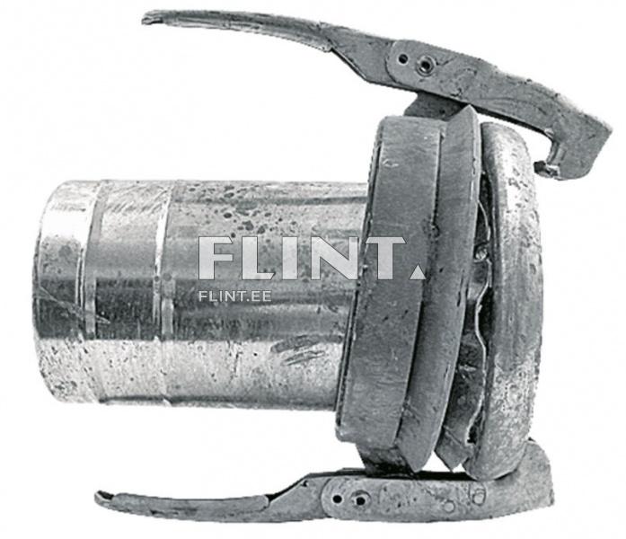 The product is made of metal, shiny and cylindrical. One side is wide and flat, while the other side clearly features clamps.