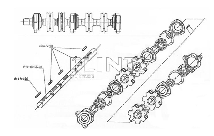 Chain drive shaft PTU-17 (L=2410; 60mm) 17t